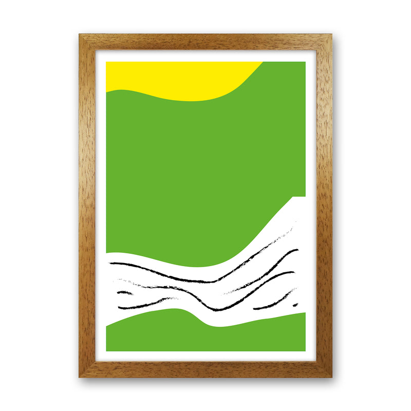 Green Lines Neon Funk  Art Print by Pixy Paper Oak Grain