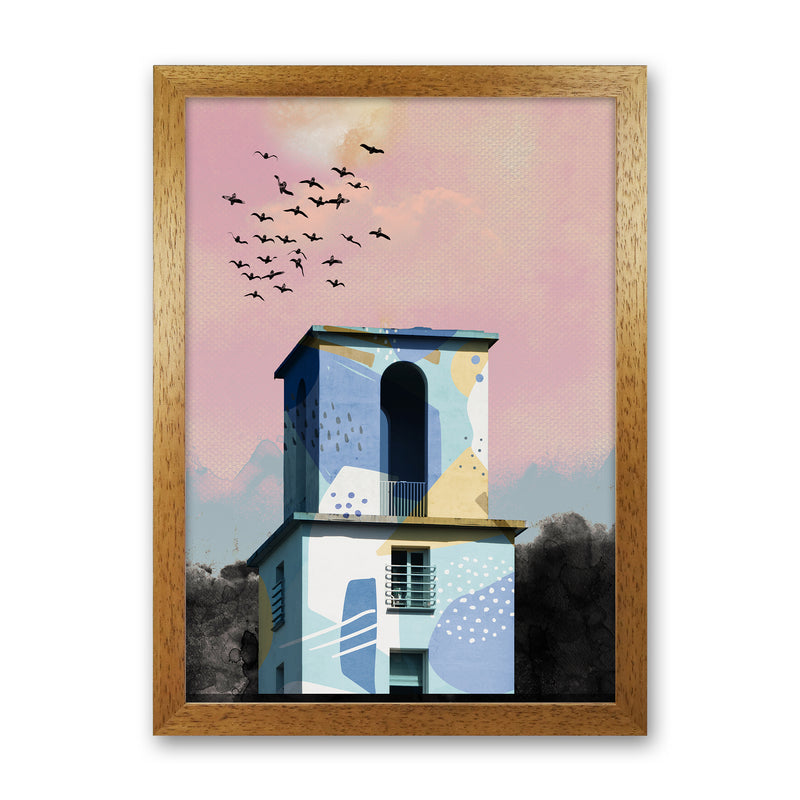 Pop Art Concrete Tower  Art Print by Pixy Paper Oak Grain
