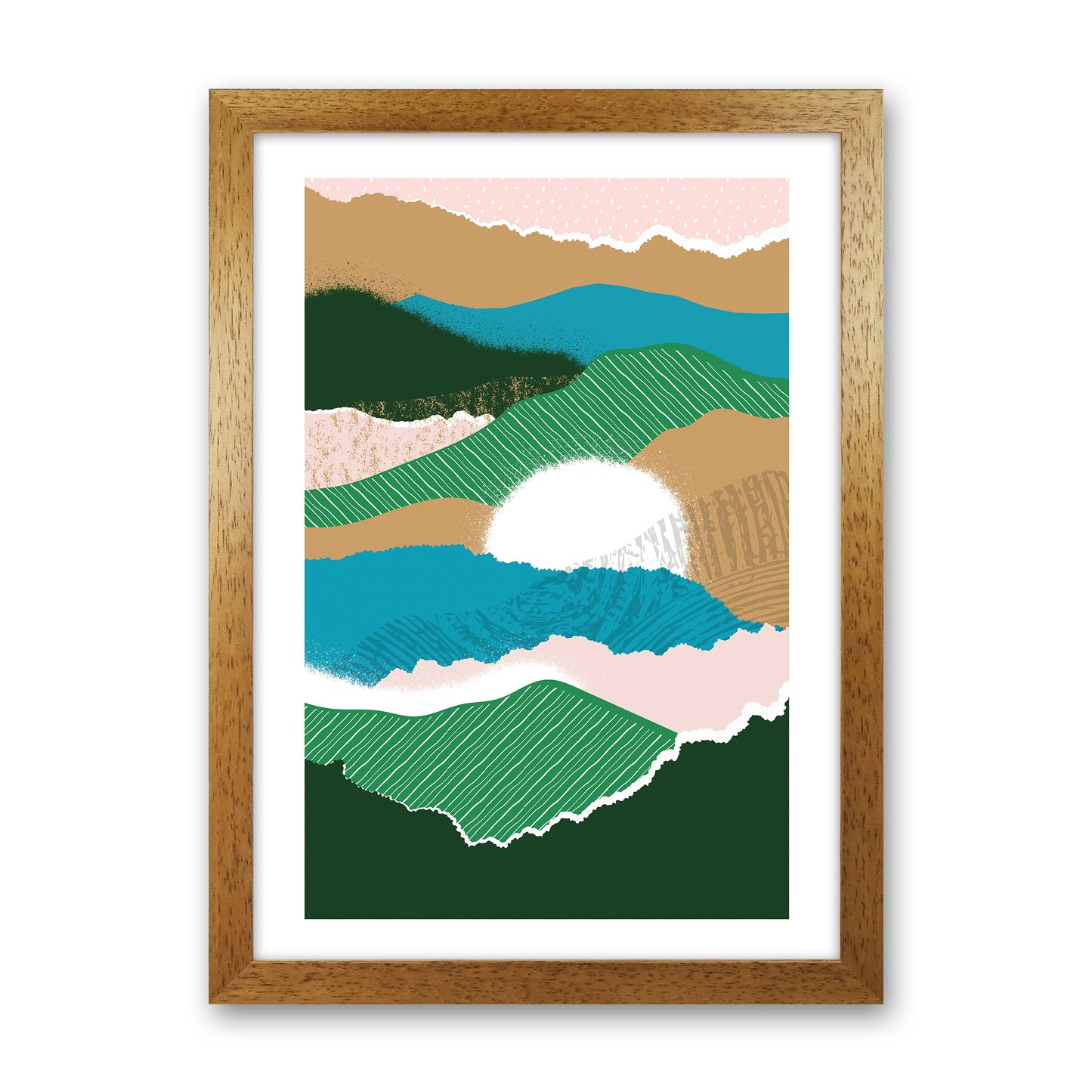 Sun Rising Jungle Abstract  Art Print by Pixy Paper Oak Grain