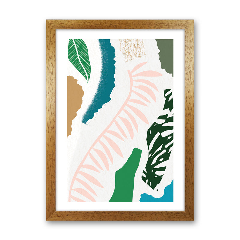 Pink Leaf Jungle Abstract  Art Print by Pixy Paper Oak Grain