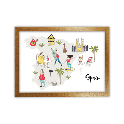 Spain Map  Art Print by Pixy Paper Oak Grain