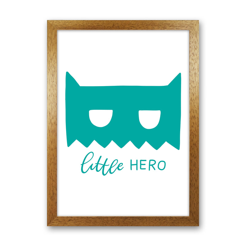 Little Hero Mask Teal Super Scandi  Art Print by Pixy Paper Oak Grain
