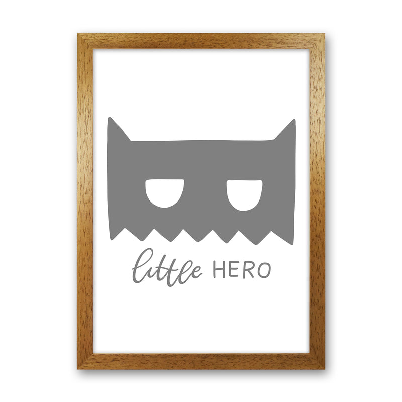 Little Hero Mask Super Scandi Grey  Art Print by Pixy Paper Oak Grain