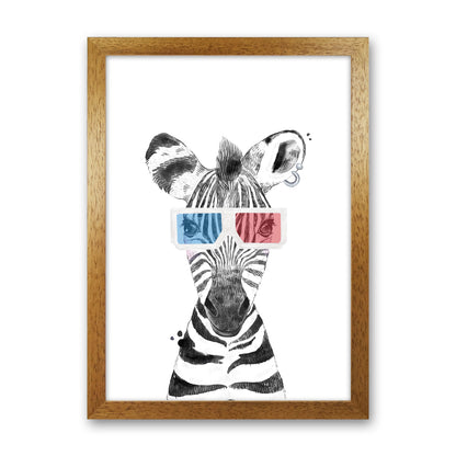 Safari Babies Zebra With Glasses  Art Print by Pixy Paper Oak Grain