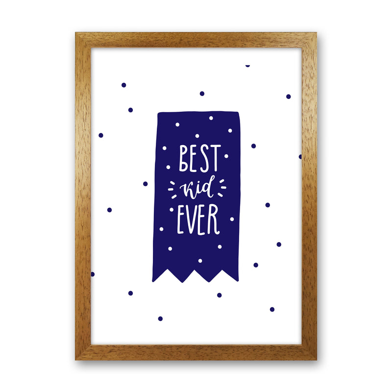 Best Kid Ever Navy Super Scandi  Art Print by Pixy Paper Oak Grain