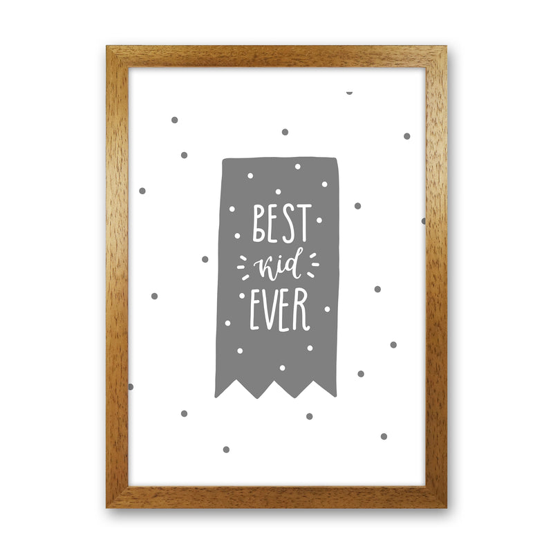 Best Kid Ever Grey Super Scandi  Art Print by Pixy Paper Oak Grain