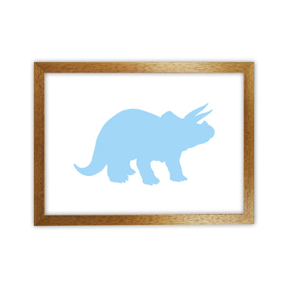 Triceratops Light Blue  Art Print by Pixy Paper Oak Grain