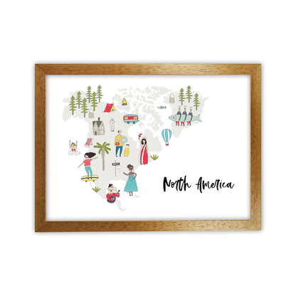 North America Map  Art Print by Pixy Paper Oak Grain