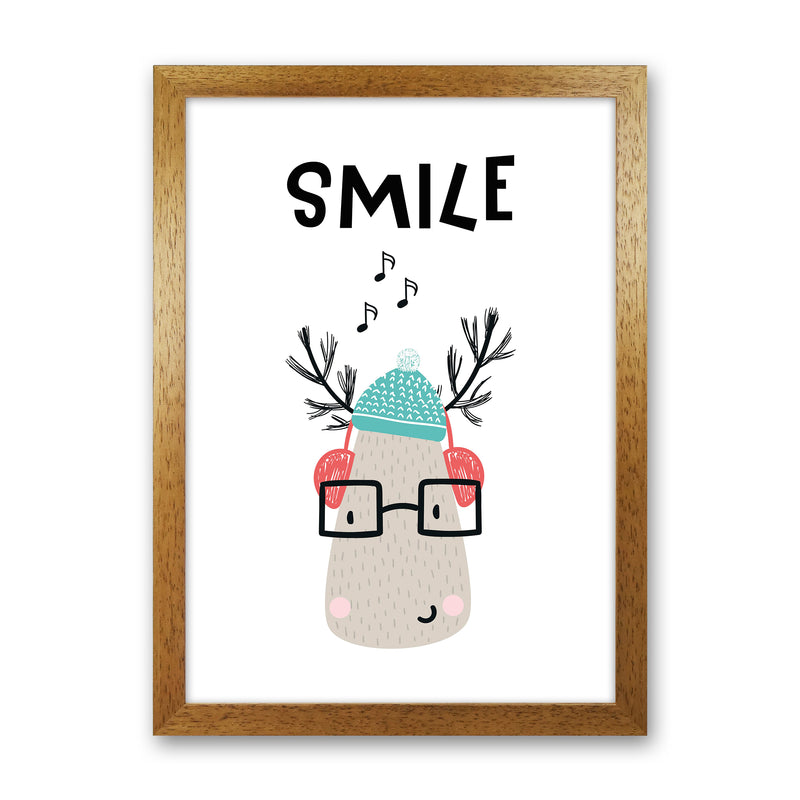 Smile Animal Pop  Art Print by Pixy Paper Oak Grain