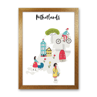 Netherlands Map  Art Print by Pixy Paper Oak Grain