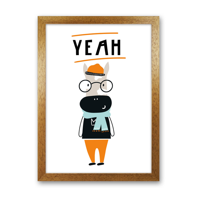 Yeah Animal Pop  Art Print by Pixy Paper Oak Grain