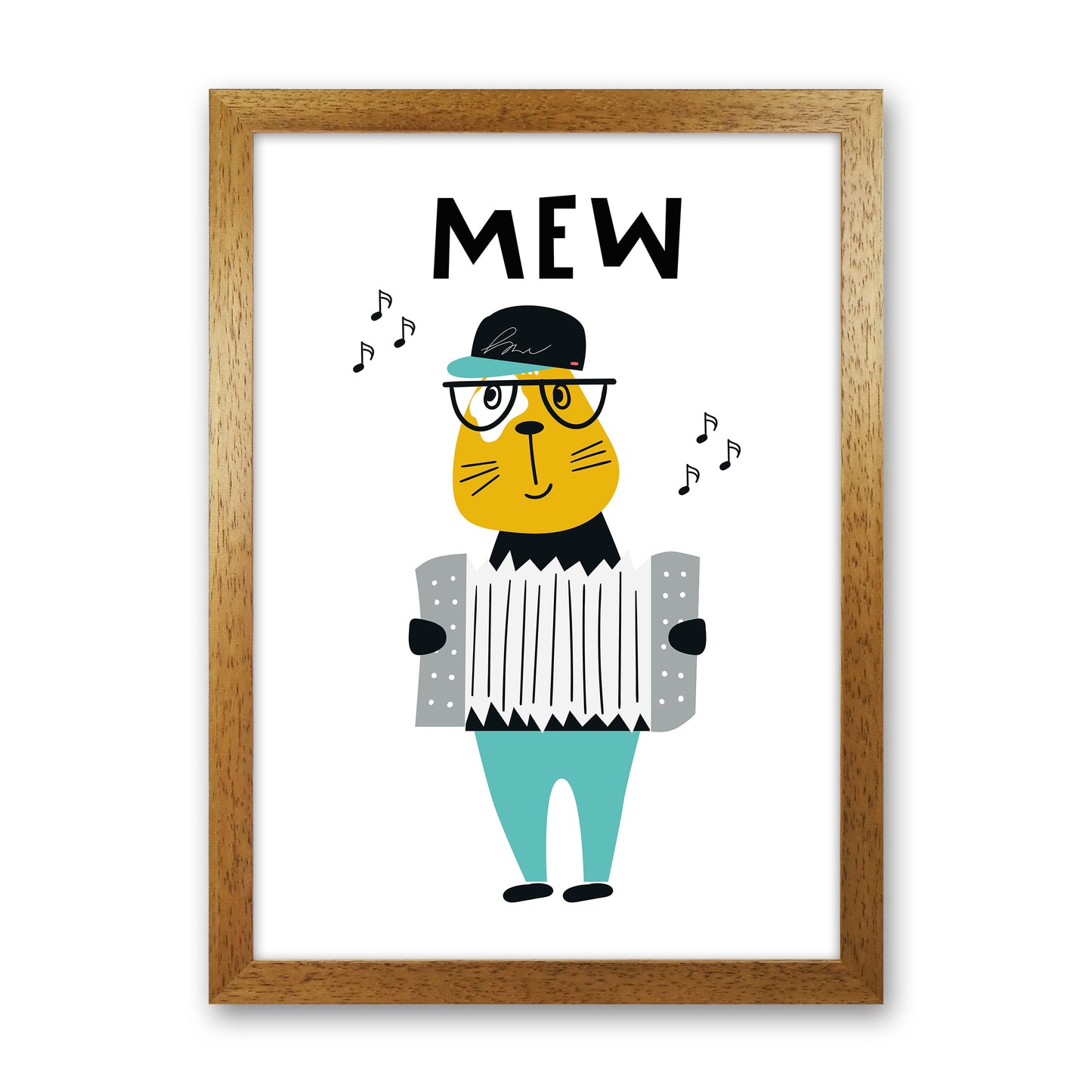 Mew Animal Pop  Art Print by Pixy Paper Oak Grain