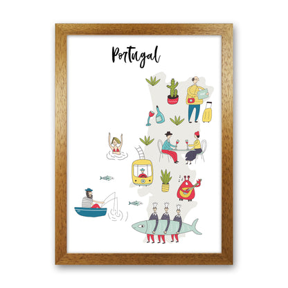 Portugal Map  Art Print by Pixy Paper Oak Grain