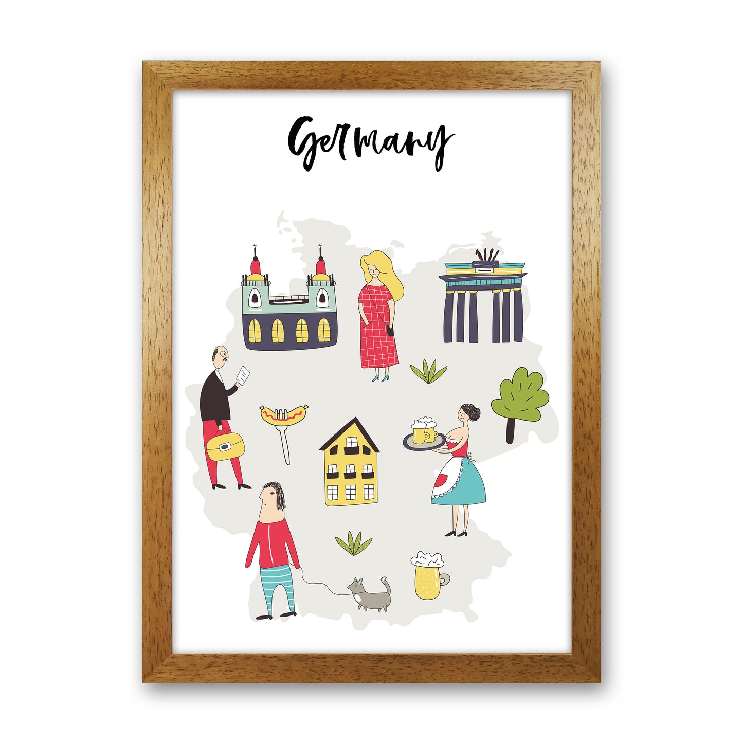 Germany Map  Art Print by Pixy Paper Oak Grain