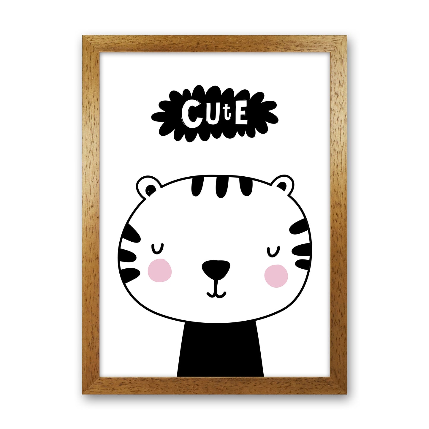 Cute Tiger  Art Print by Pixy Paper Oak Grain