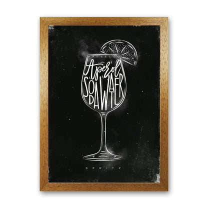 Prosecco Spritz Cocktail Black  Art Print by Pixy Paper Oak Grain