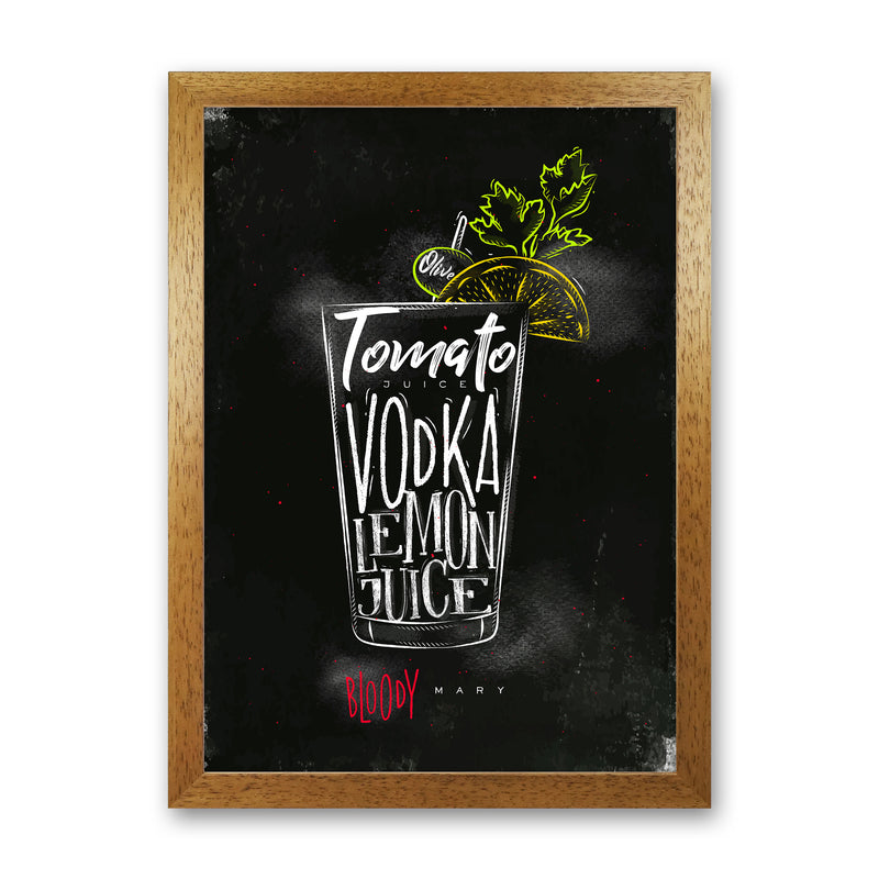 Bloody Mary Cocktail Black  Art Print by Pixy Paper Oak Grain