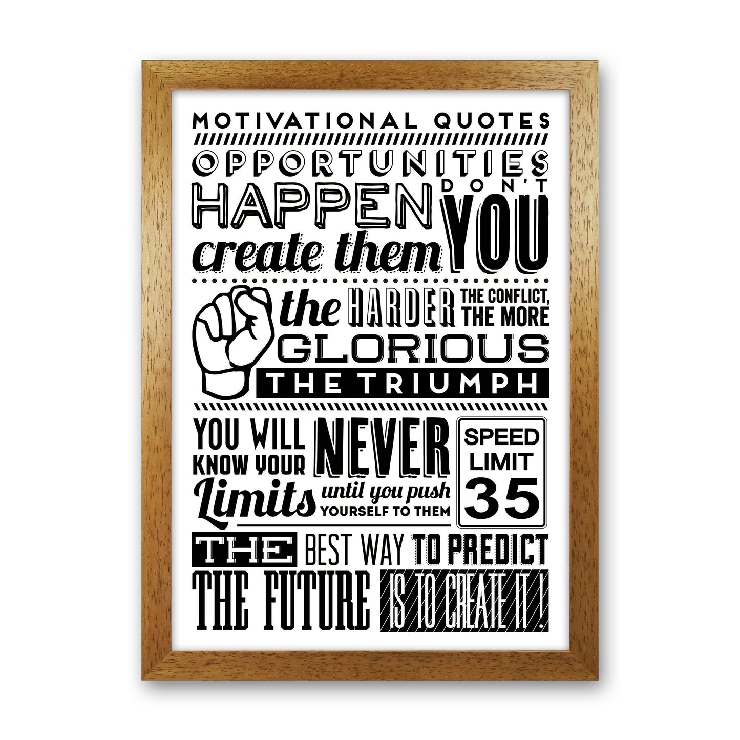 Opportunities Happen Vintage  Art Print by Pixy Paper Oak Grain