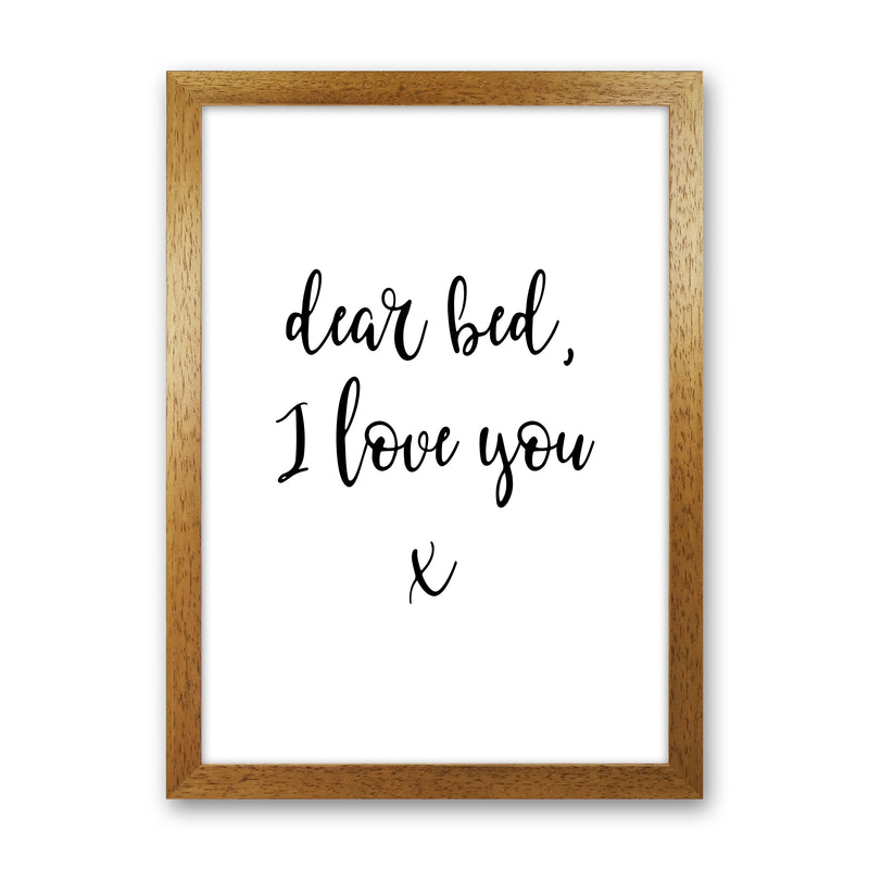 Dear Bed I Love You  Art Print by Pixy Paper Oak Grain