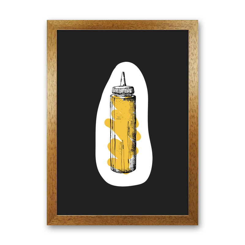 Kitchen Pop Mustard Off Black Art Print by Pixy Paper Oak Grain
