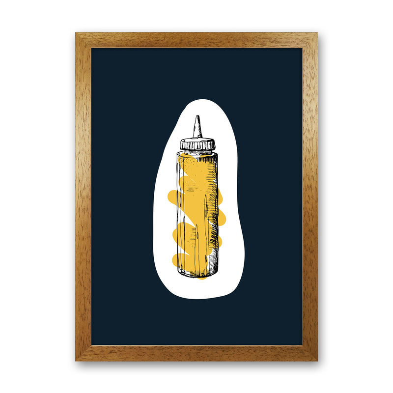 Kitchen Pop Mustard Navy Art Print by Pixy Paper Oak Grain