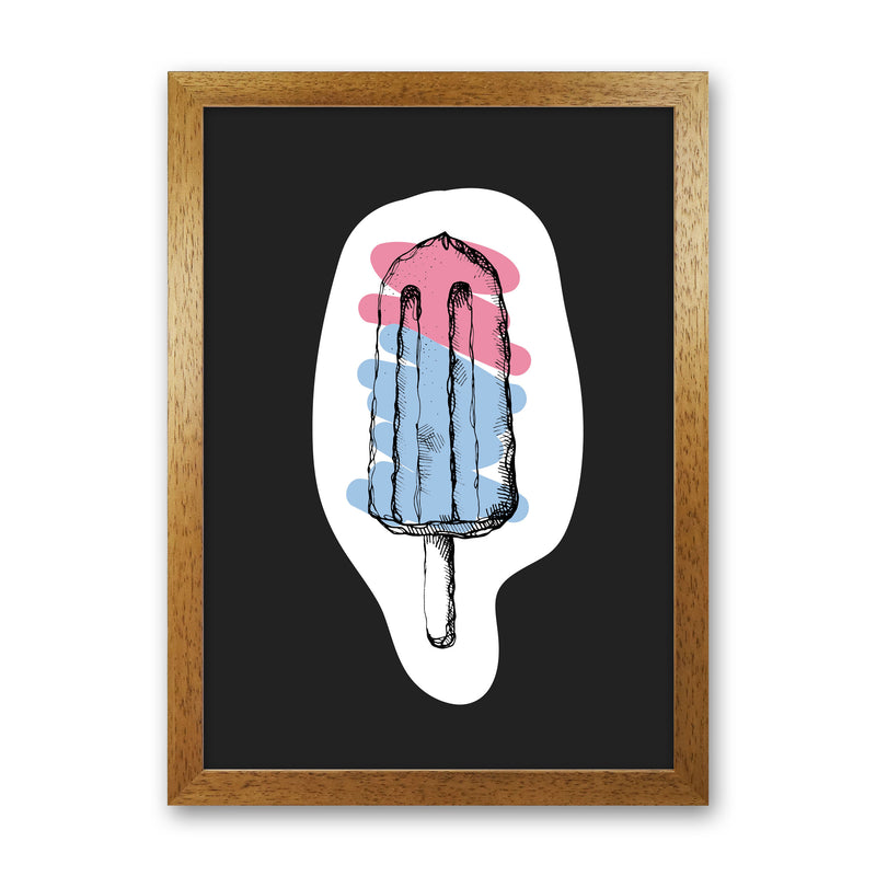 Kitchen Pop Ice Lolly Off Black Art Print by Pixy Paper Oak Grain