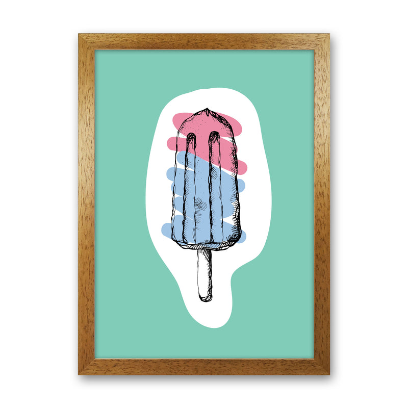 Kitchen Pop Ice Lolly Mint Art Print by Pixy Paper Oak Grain
