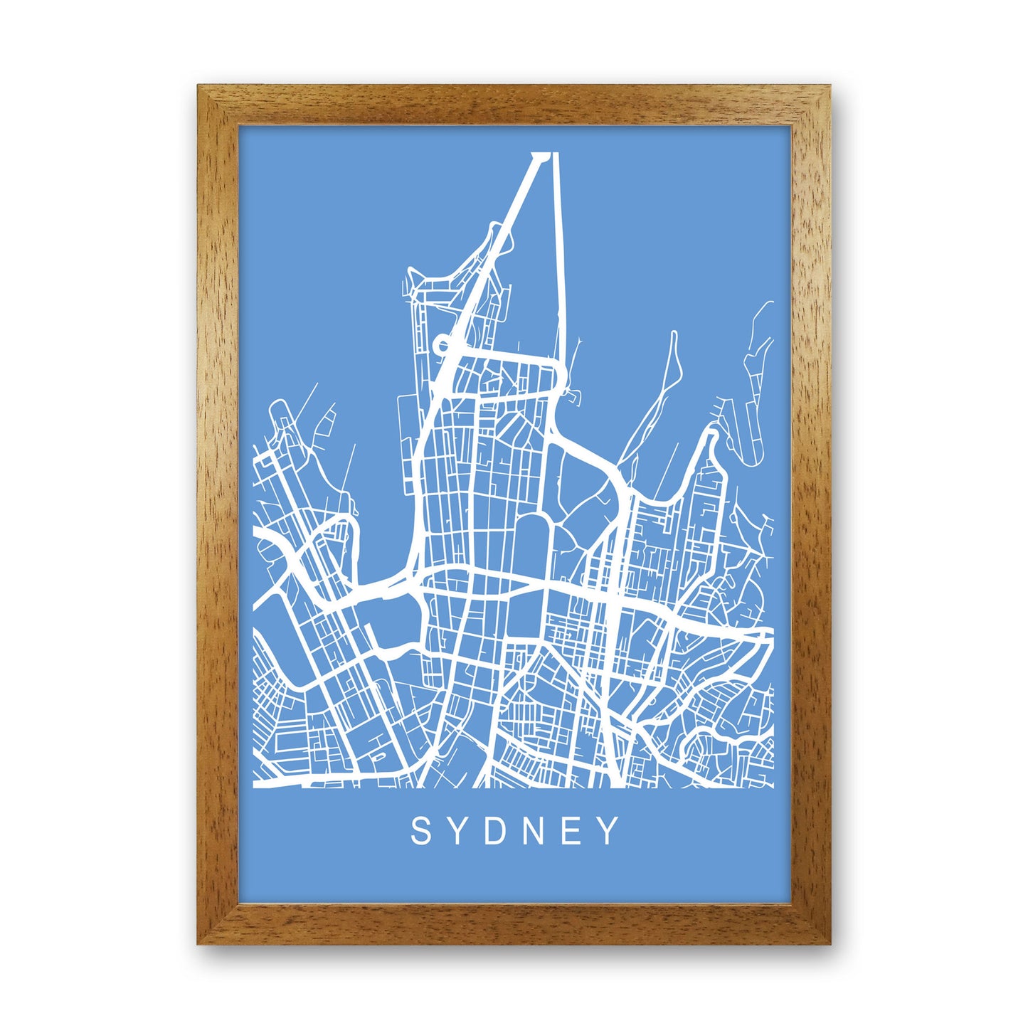 Sydney Map Blueprint Art Print by Pixy Paper Oak Grain