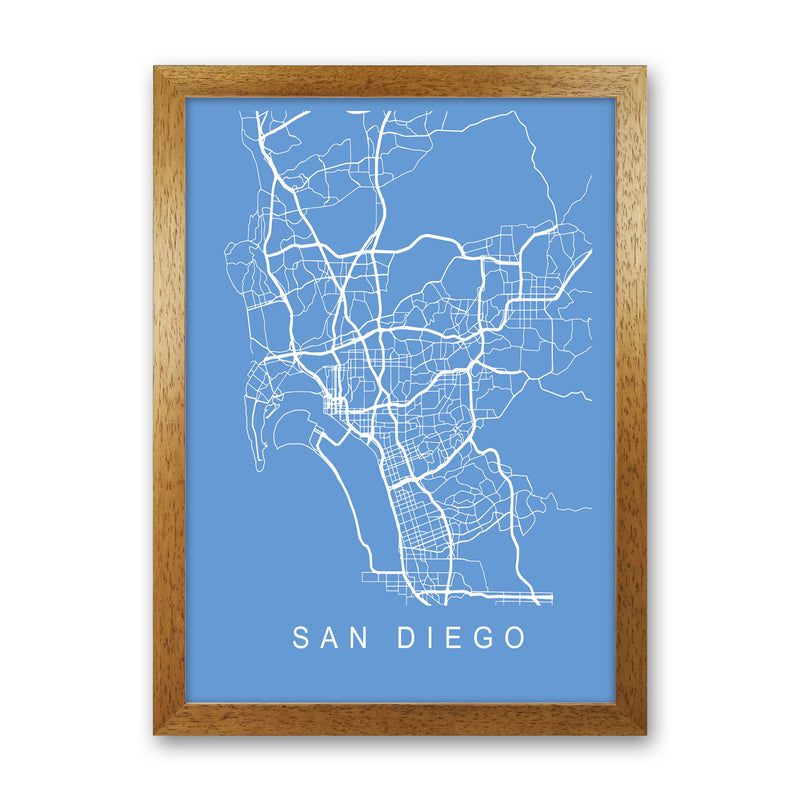 San Diego Map Blueprint Art Print by Pixy Paper Oak Grain