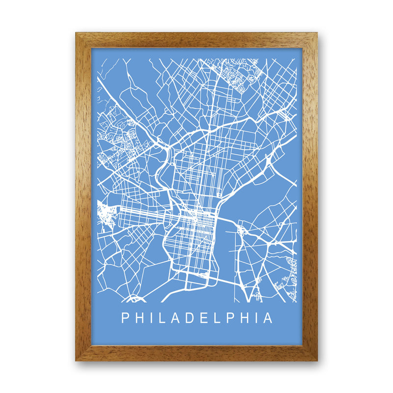 Philadelphia Map Blueprint Art Print by Pixy Paper Oak Grain