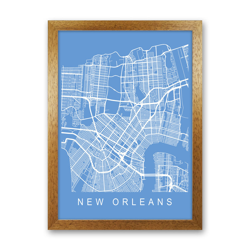 New Orleans Map Blueprint Art Print by Pixy Paper Oak Grain
