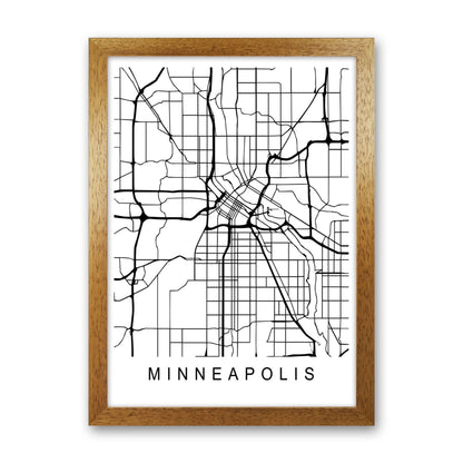 Minneapolis Map Art Print by Pixy Paper Oak Grain