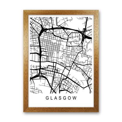Glasgow Map Art Print by Pixy Paper Oak Grain