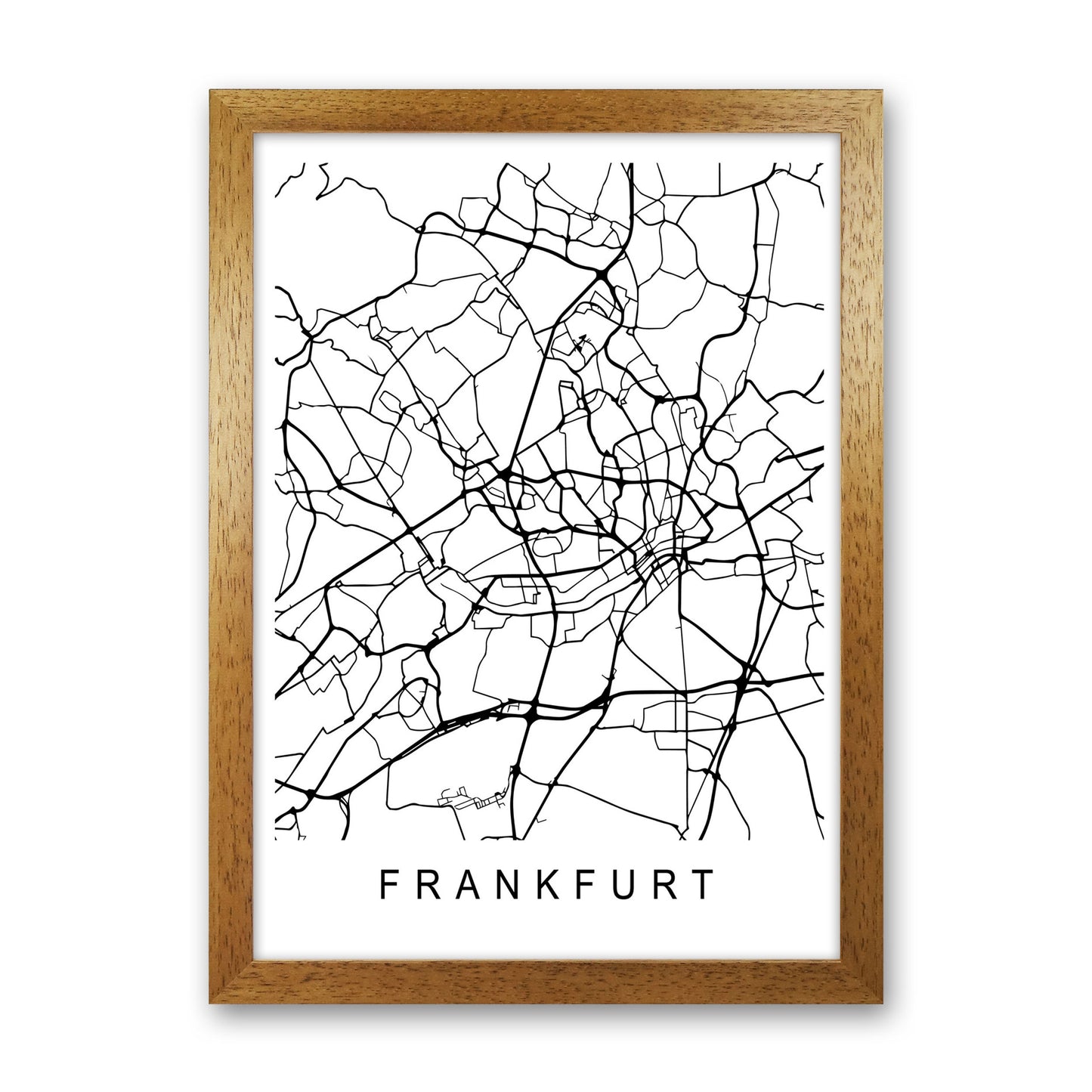Frankfurt Map Art Print by Pixy Paper Oak Grain