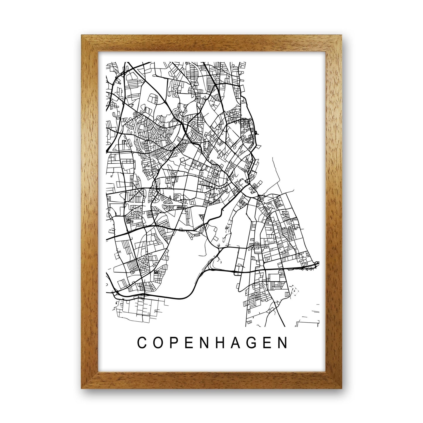 Copenhagen Map Art Print by Pixy Paper Oak Grain