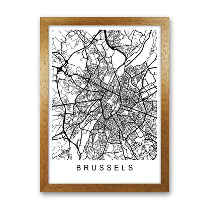 Brussels Map Art Print by Pixy Paper Oak Grain