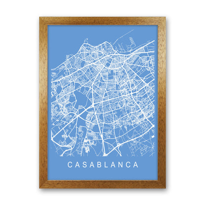 Casablanca Map Blueprint Art Print by Pixy Paper Oak Grain