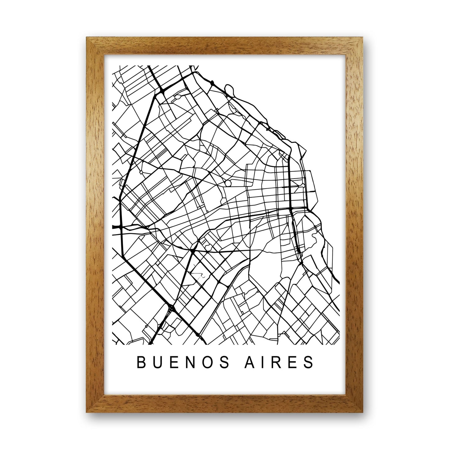 Buenos Aires Map Art Print by Pixy Paper Oak Grain