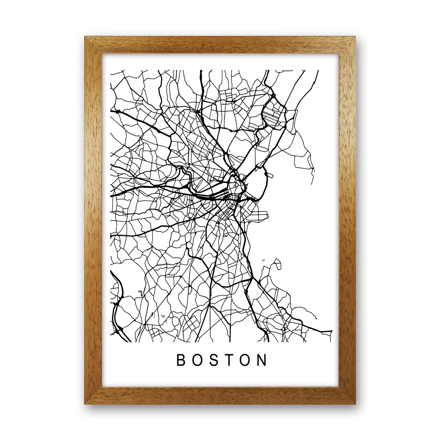 Boston Map Art Print by Pixy Paper Oak Grain