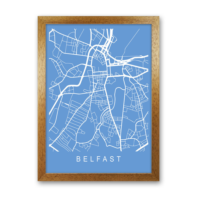 Belfast Map Blueprint Art Print by Pixy Paper Oak Grain