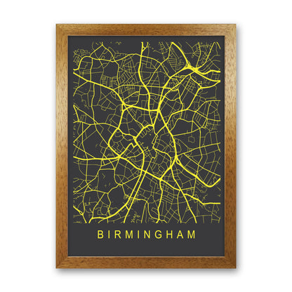 Birmingham Map Neon Art Print by Pixy Paper Oak Grain