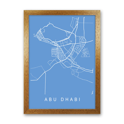 Abu Dhabi Map Blueprint Art Print by Pixy Paper Oak Grain