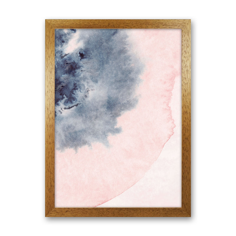 Sand Pink and Navy Watercolour 05 Art Print by Pixy Paper Oak Grain