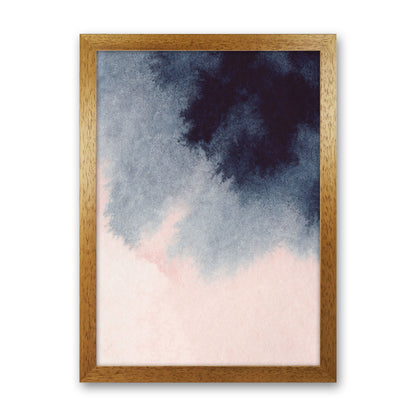 Sand Pink and Navy Watercolour 01 Art Print by Pixy Paper Oak Grain