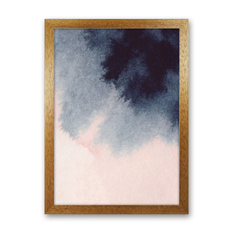 Sand Pink and Navy Watercolour 01 Art Print by Pixy Paper Oak Grain