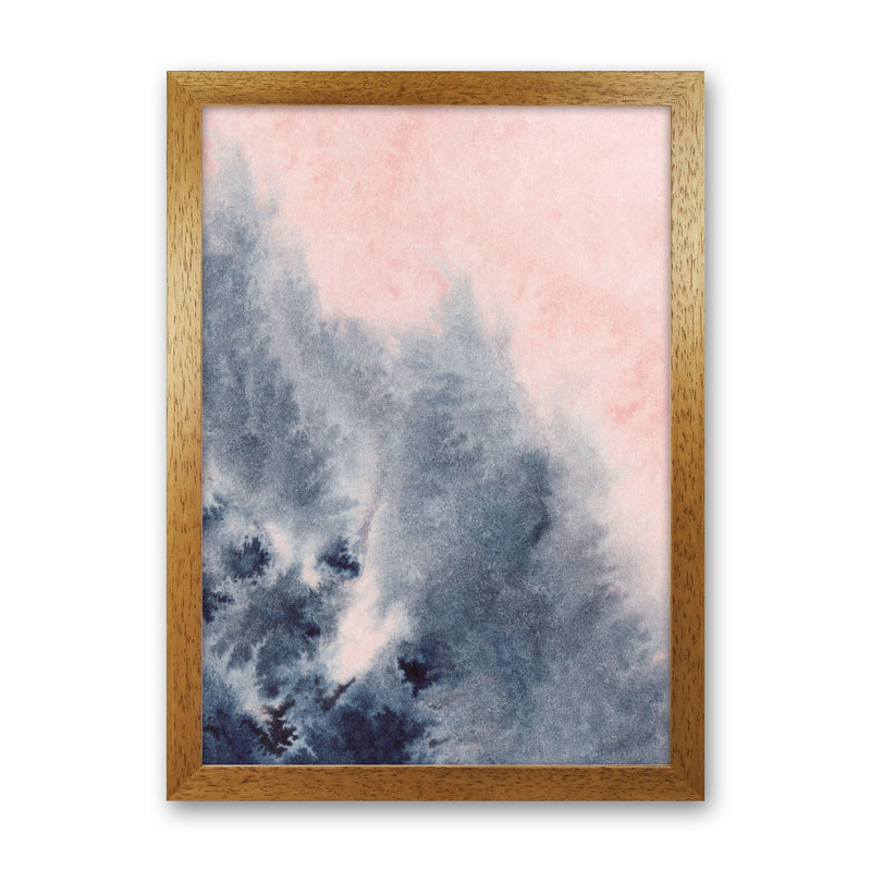 Sand Pink and Navy Watercolour 04 Art Print by Pixy Paper Oak Grain