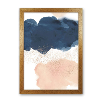 Aztec Blush and Navy Watercolour 03 Art Print by Pixy Paper Oak Grain