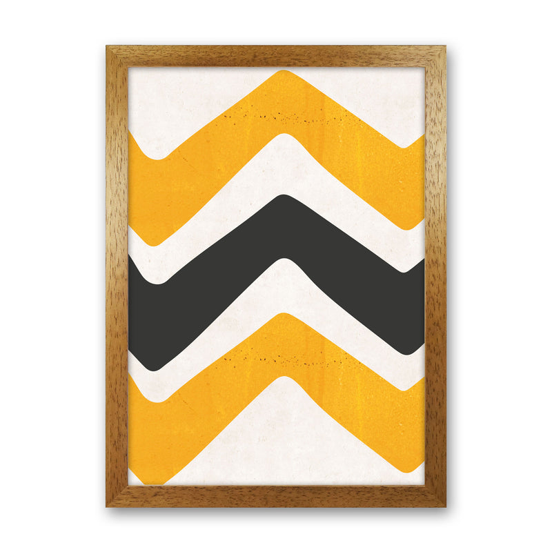 Zig zags mustard Art Print by Pixy Paper Oak Grain