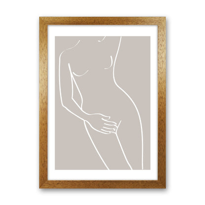 Inspired Stone Woman Silhouette Line Art Art Print by Pixy Paper Oak Grain