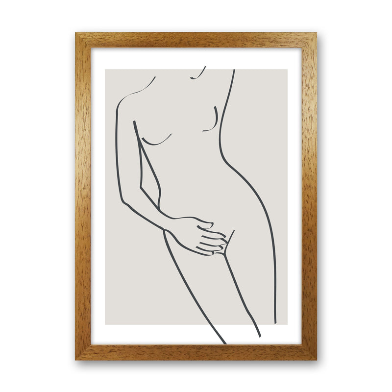 Inspired Stone Woman Line Art Black Art Print by Pixy Paper Oak Grain